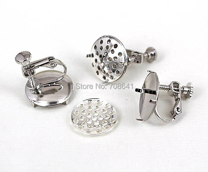 Пустые серьги основа круглые зубцы шпильки безель с филигранной застежкой на