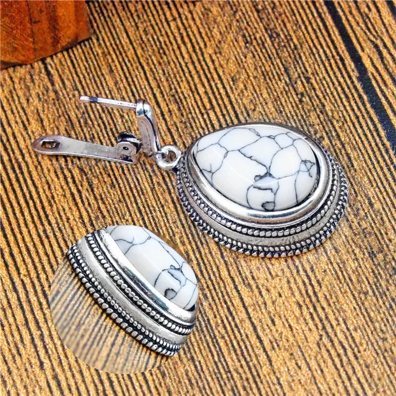 Падение кулон 5 цветов камень серьги для Для женщин под старину Посеребренная