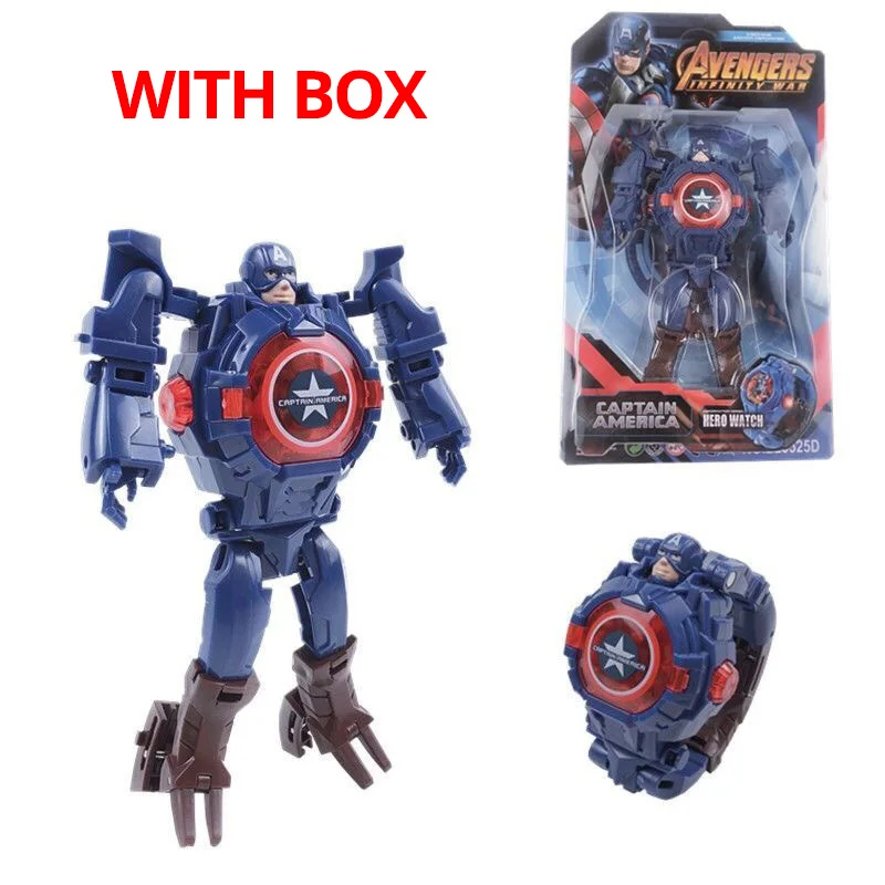 Captain with box Новые с рисунком из мультфильма «мстители», «Человек-паук» детские часы Бэтмен Irom Капитан Америка Робот детские часы для девочек Наручные часы Relogio - Цвет: Captain with box