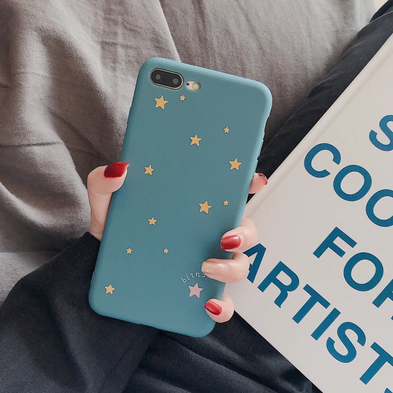 Simple bling little star Case for iPhone 7 8 6s 6 Plus soft shell XS MAX X XR relievo All-inclusives Coque |