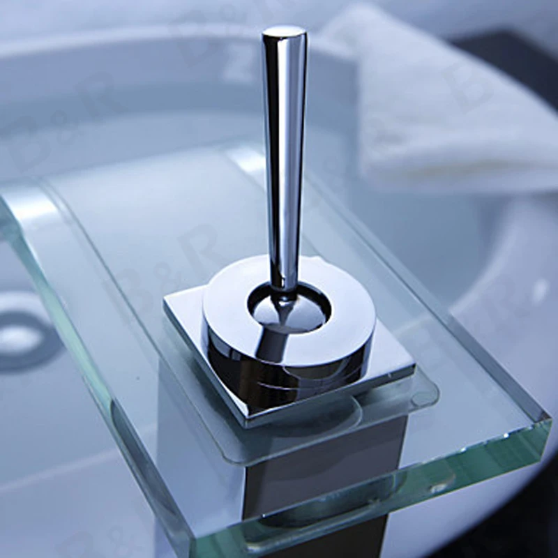 Бесплатная доставка Бакала латунный хромированный смеситель стеклянный водопад