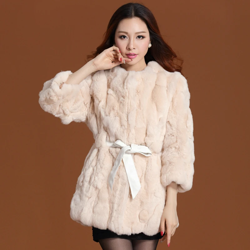 AYUNSUE 2020 New Autumn and Winter Natural Rex Rabbit Fur Coats Women O-Neck Long Slim Real Coat Female Outerwear YS2814004 | Женская
