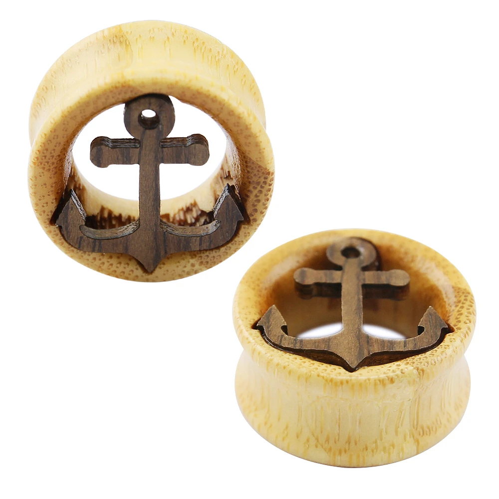 

12-25mm Anchor Wood Plugs Gauges Ear Stretchers Plugs And Tunnels Wood Piercing Plugs Expander Ear Plug Wood Flesh Tunnel
