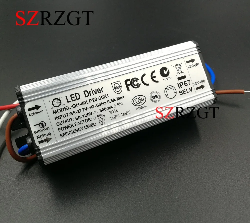 3 шт. 40 Вт Светодиодный драйвер 300мА DC60 120V 20 36x1W водонепроницаемый IP67 постоянный