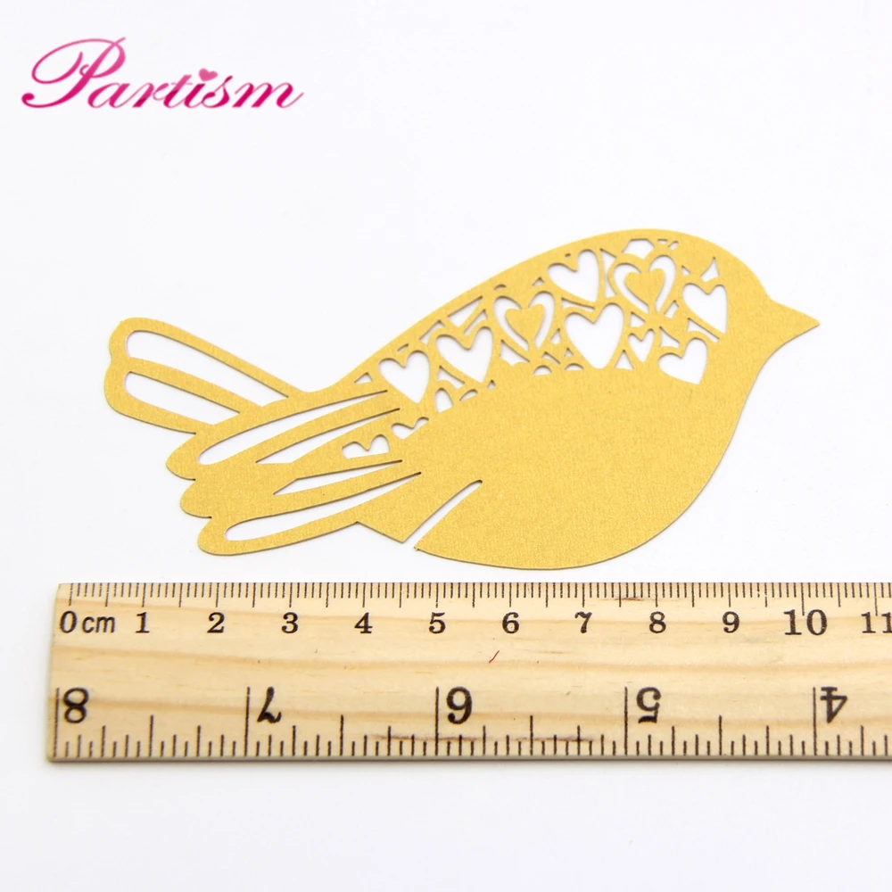 50 шт. птица Форма имя карты вина Стекло лазерная резка Бумага чашки карточным