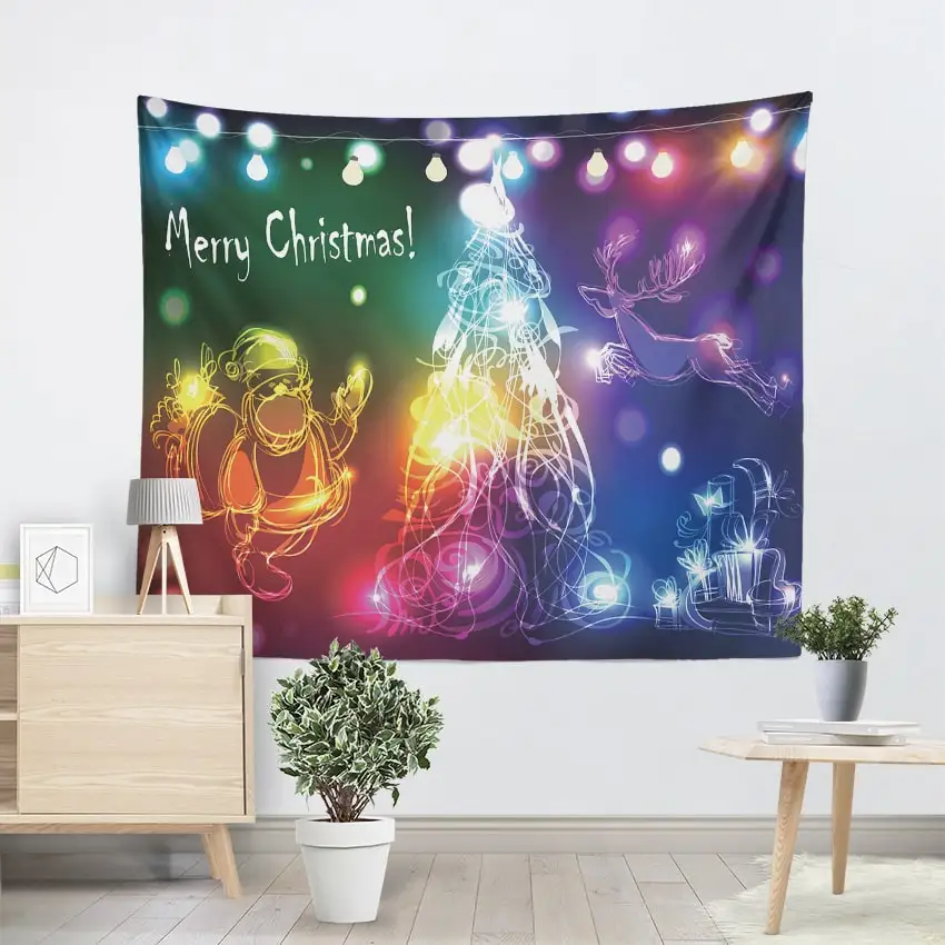 Счастливого Рождества гобелен Telas Decorativas para pared крутые огни Рождественские