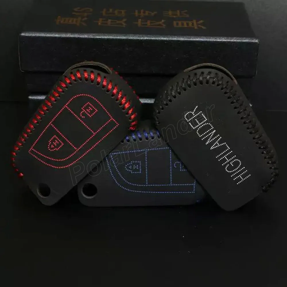 

Only Red Genuine quality leather Case fit for TOYOTA RAV4 HIGHLANDER car key case Hand sewing car key cover DIY car styling