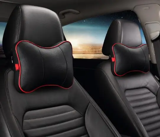 2 шт. кожа памяти хлопок автомобильное сиденье эргономичный подголовник подушка