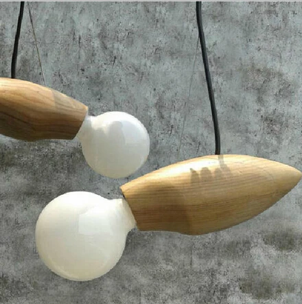 Винтажный подвесной светильник в стиле лофт деревянный виде пчелы из природного