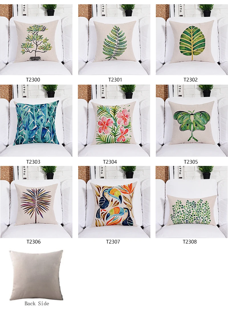 18 &quotКвадрат тропических растений хлопок белье Чехлы Диван Декоративные подушки