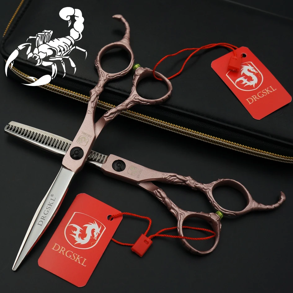 

DRGSKL rose Gold scorpion mode barber cut hair scissors, 6.0 inch 440C professional hair hairdressing scissors beauty shears