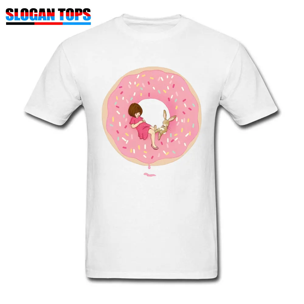 White Pink T-shirt Men Kawaii T Shirts Women Cartoon Tops Cheap Tees Donut Summer Sweatshirts 2018 New Fashionable Clothing | Мужская