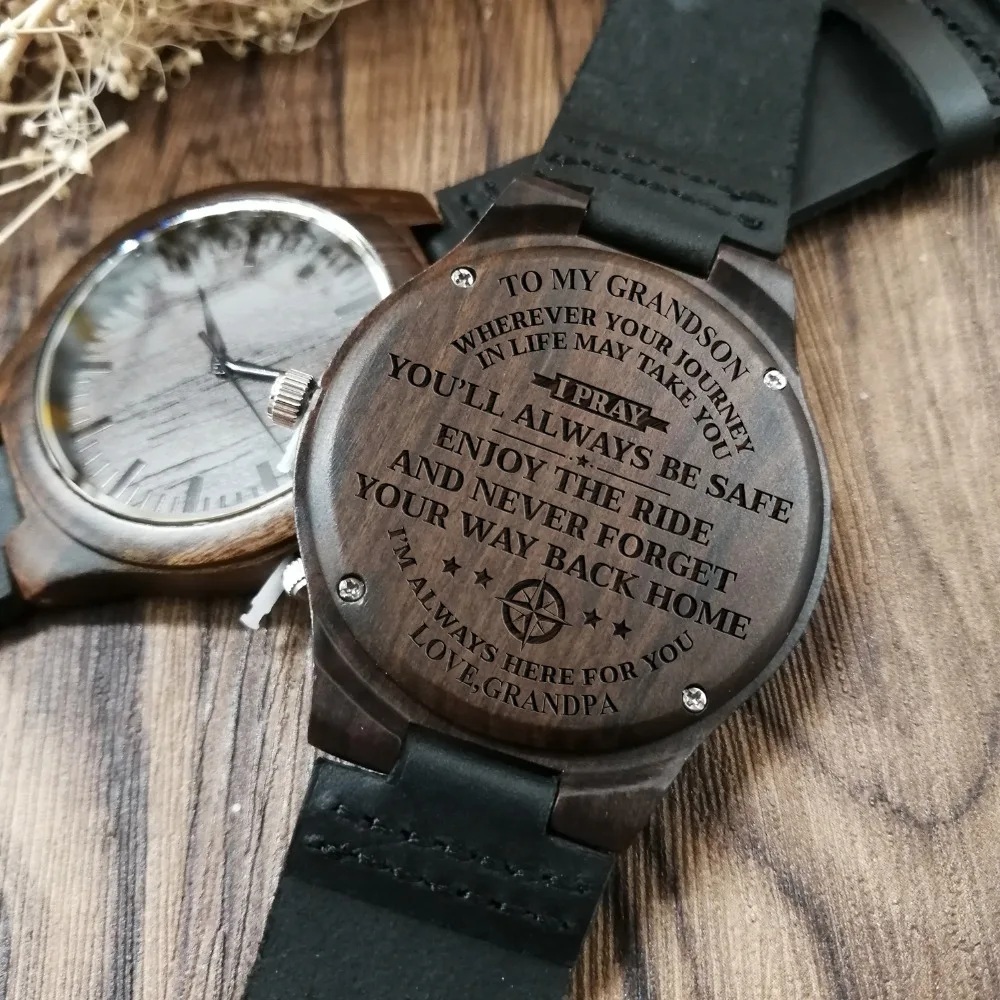 To My Grandson-How Much You Really Care Engraved Wooden Watch Luxury Automatic Quartz Watches Girl Wrist Wood Men Wrist Watch to my man mere words cannot begin to tell you how i feel engraved wooden watch personalized wooden watch gift for men