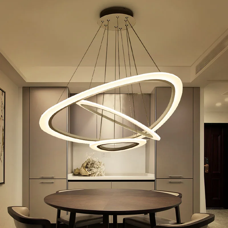 

Novelty Circel Rings Iron led Pendant lights for living room Dinning Room White Art Deco restaurant Bar cafe loft Pendant lights