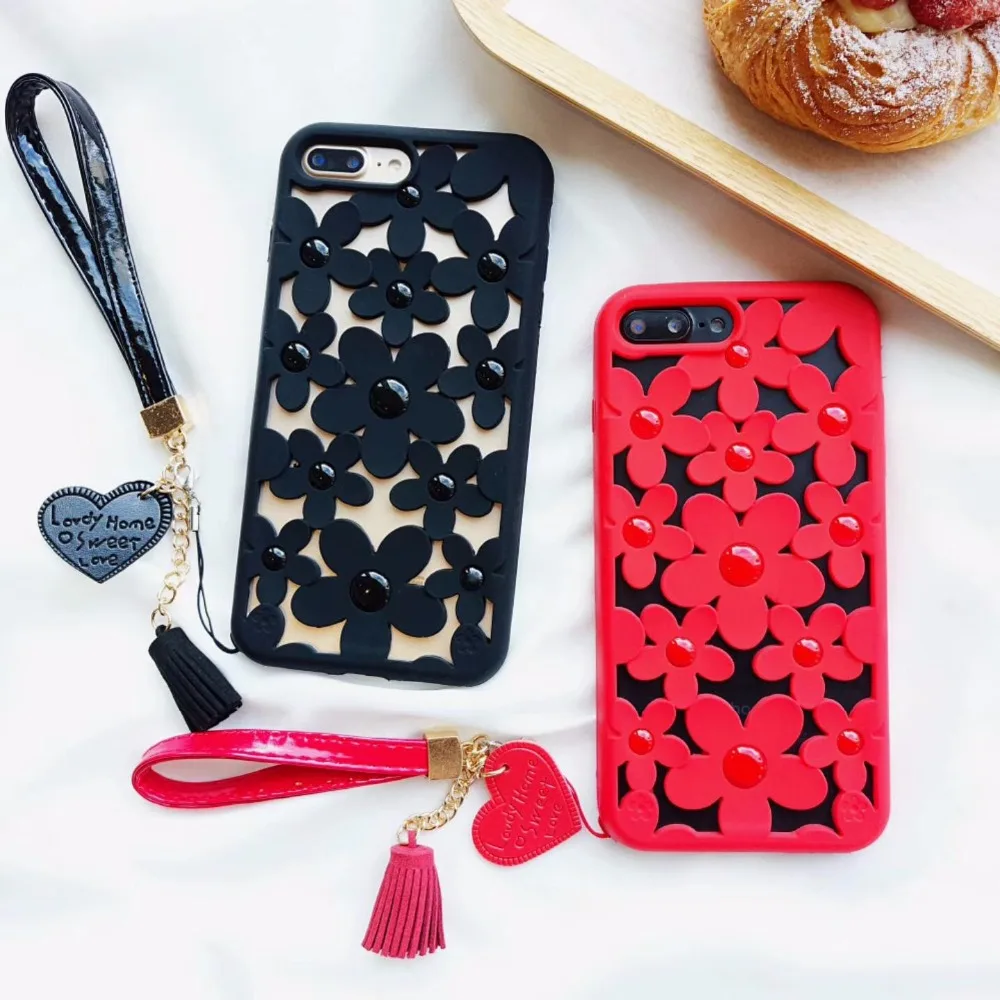 Последним для iPhone 7 плюс 6 S Чехол силиконовые цветок хризантемы Телефонные чехлы