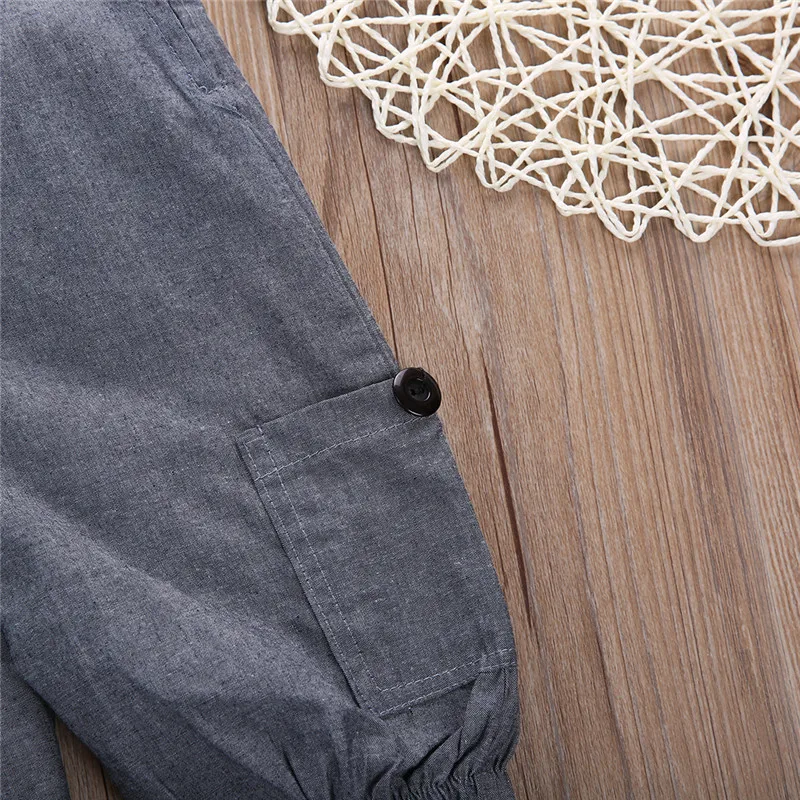 Одежда для маленьких мальчиков футболка + штаны на подтяжках комплект из 2