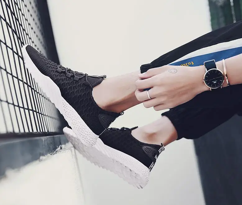 Новинка года; сезон весна-лето; Мужская обувь из ткани Flyknit; координатная сетка; дышащая уличная трендовая Спортивная повседневная обувь; Мужская обувь; кроссовки; лоферы