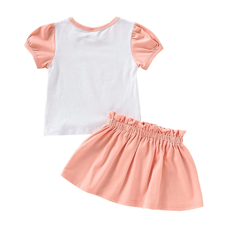 Летняя хлопковая футболка с короткими рукавами и расклешенными рисунком кролика