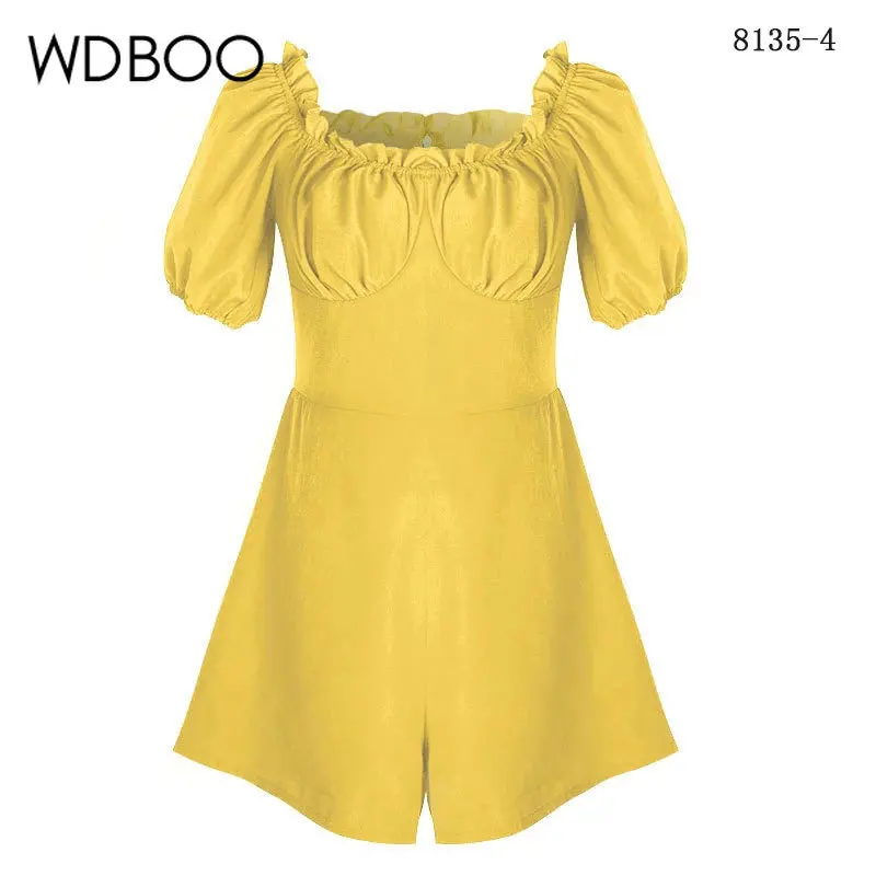 WDBOO летний комбинезон с короткими рукавами и расклешенными штанинами для женщин