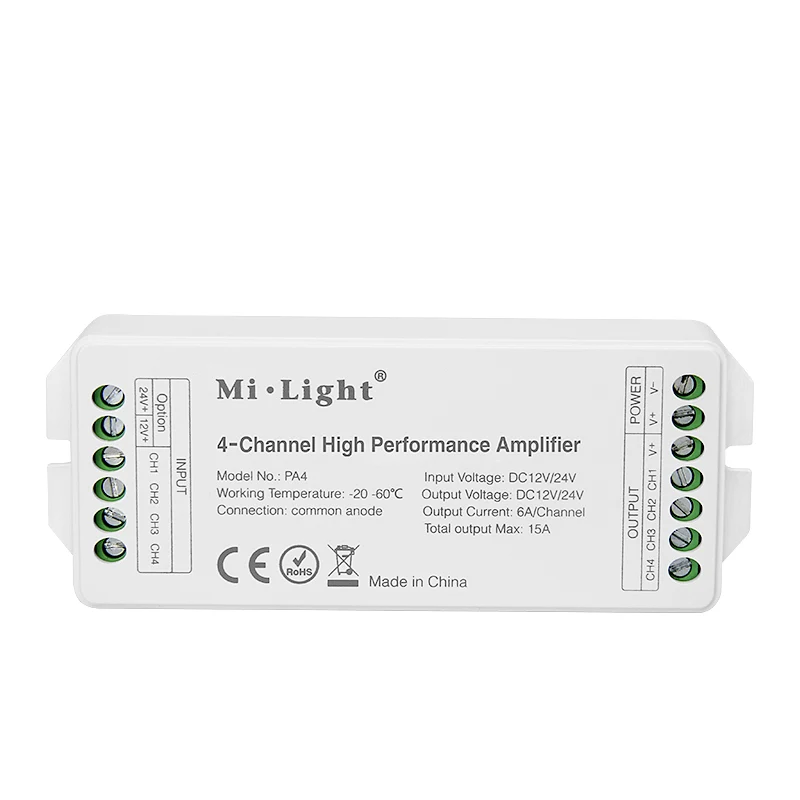 4-канальный высокопроизводительный усилитель MiLight PA4 фотовспышка 6 А/цветовая