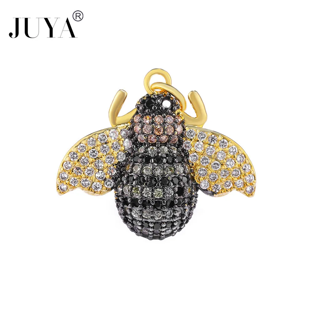 

2018 NEW pendants jewelry making Top Quality Copper Metal Inlaid AAA CZ Rhinestone Gold Insect Bee Charms Making Jewellery