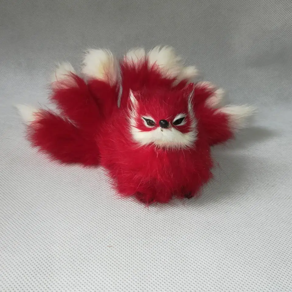 Реалистичная игрушка red fox с девятью хвостами твердая модель furs craft prop украшение