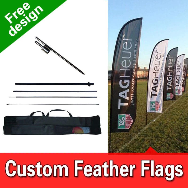 

Free Design Free Shipping Double Sided In-ground Spike Feather Flag Signs Advertising Outdoor Feather Banners Marketing Flags