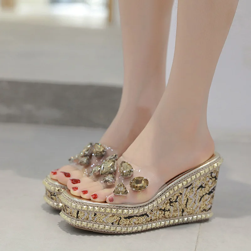 Modis на танкетке женские сандалии высоком каблуке Туфли-сабо платформе воды с