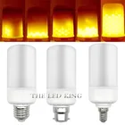 Светодиодная лампа с эффектом пламенсветильник, 5 Вт, 9 Вт, 15 Вт, E27, E14, B22, 85-265 в, G4, 12 В