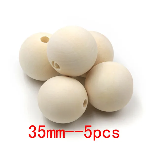 35mm 5pcs Новые высококачественные необработанные деревянные бусины 8-35 мм бусины для прорезывания зубов круглые деревянные бусины для прорезывания зубов для детских игрушек ювелирные изделия - Цвет: 35mm 5pcs
