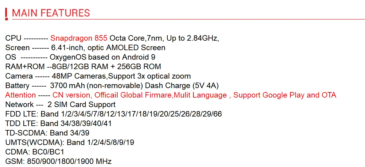 Смартфон OnePlus 7 с глобальной ПЗУ, 8 ГБ ОЗУ, 256 Гб ПЗУ, Смартфон Snapdragon 855, 6,41 дюймов, оптический AMOLED дисплей, отпечаток пальца, камера 48 МП, UFS 3,0