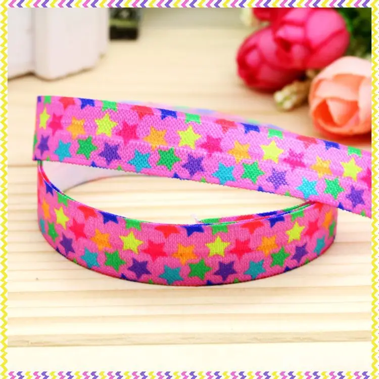 

5/8'' Free shipping Fold Elastic FOE stars printed headband headwear hairband diy decoration wholesale OEM P4448