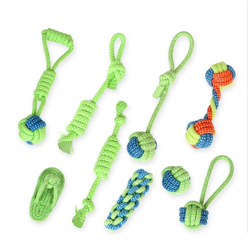 

Pet Supplies Dog Rope Toy Molar Tooth Cleaning Colorful Dog Bite Resistance Rope Combination Set Wholesale