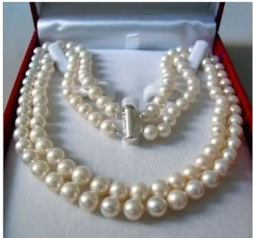 

FREE shipping> >>>> Beautiful 2 Rows 8-9 mm SALTWATER PEARL NECKLACE