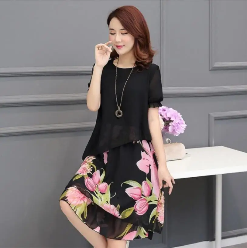 Шифоновые Платья с цветочным принтом для женщин 2018 большие размеры вечерние