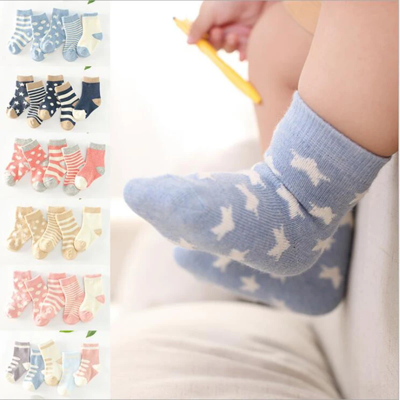 5 пар/лот милые звезды дети мягкие хлопковые носки для девочек весна осень