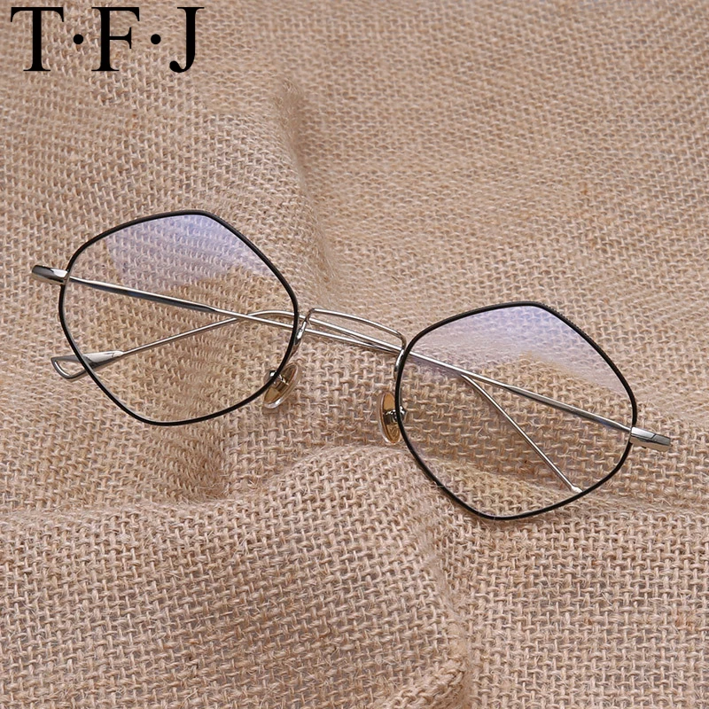 

TFJ new black eye glasses frames for men women high quality big gold rimmed glasses men frames brand designer metal