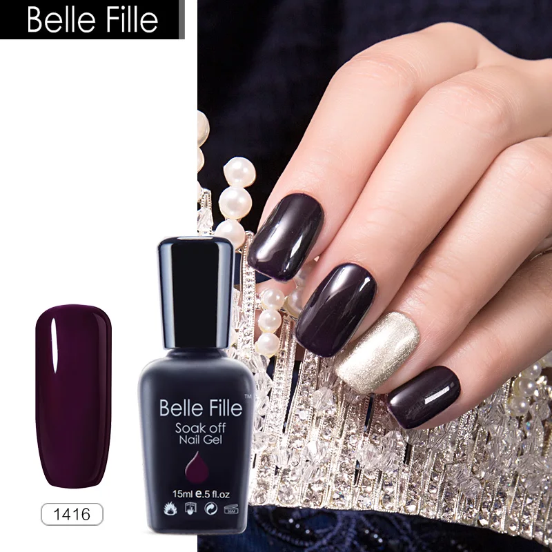 Belle FILLE УФ гель Лаки для ногтей Soak Off Гели Bling длительный косметический Книги по