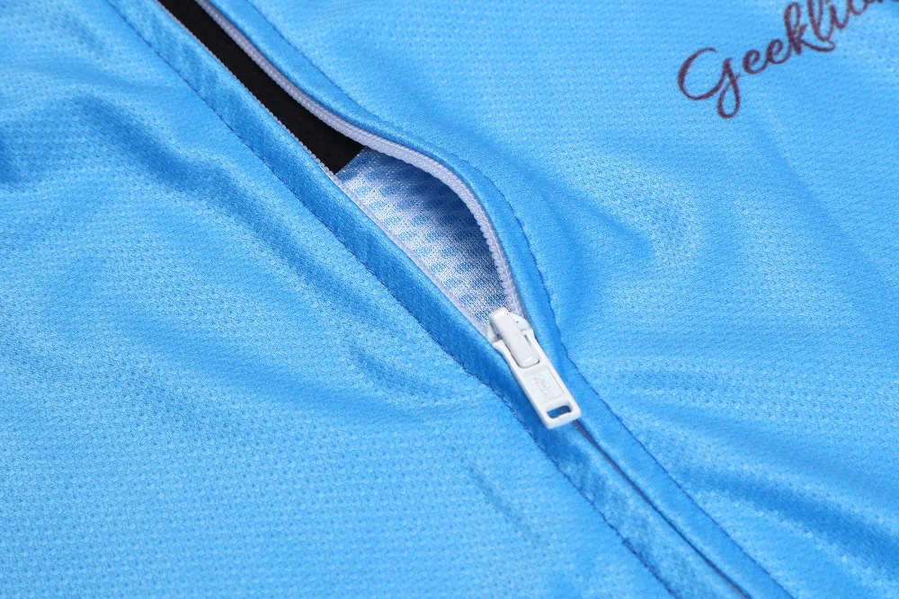 Спортивная быстросохнущая футболка Geeklion Pro Team Ropa Ciclismo синяя облегающая с