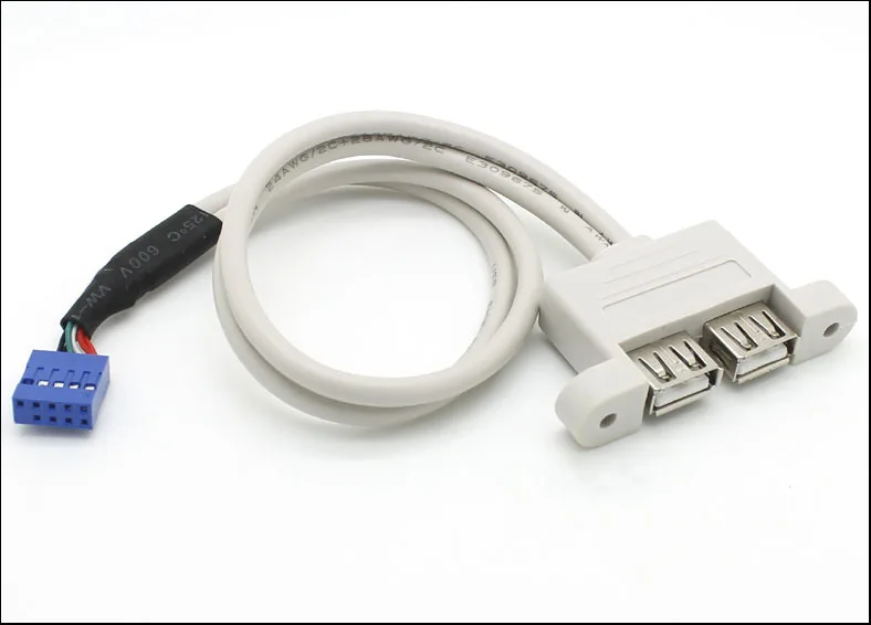 

Внутренний 9-контактный 9-контактный 9-контактный USB-кабель «Мама»-Двойной 2-портовый USB-кабель 2,0 A «мама» с винтовым замком, кабель для крепле...
