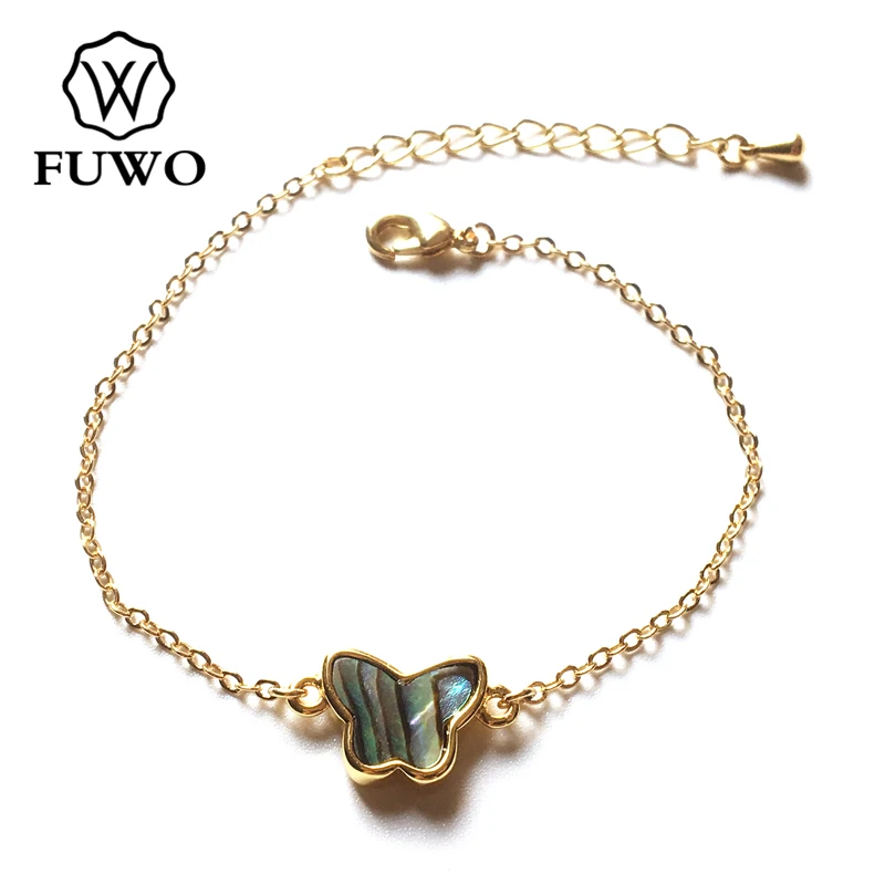 FUWO мода Seashell Бабочка Форма браслет с цепочка из цельного золота