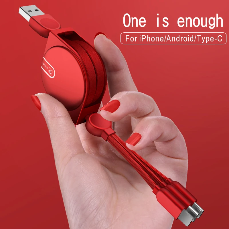 OATSBASF 3 в 1 Micro usb type C 8 Pin для iPhone XS Max X 8 7 Nokia 8 USB Выдвижной зарядный кабель для Xiaomi huawei 2 в 1 USB