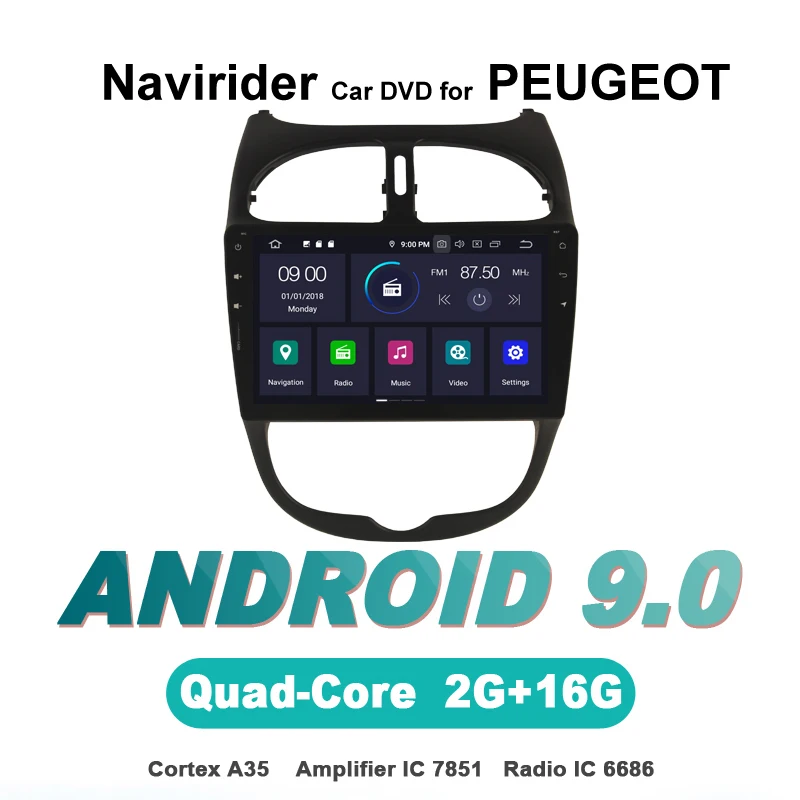 Сенсорный экран OTOJETA Android 9,0 dvd-плеер автомобиля для PEUGEOT 206 HU автомобильные аксессуары gps Мультимедиа Радио магнитофон Stere