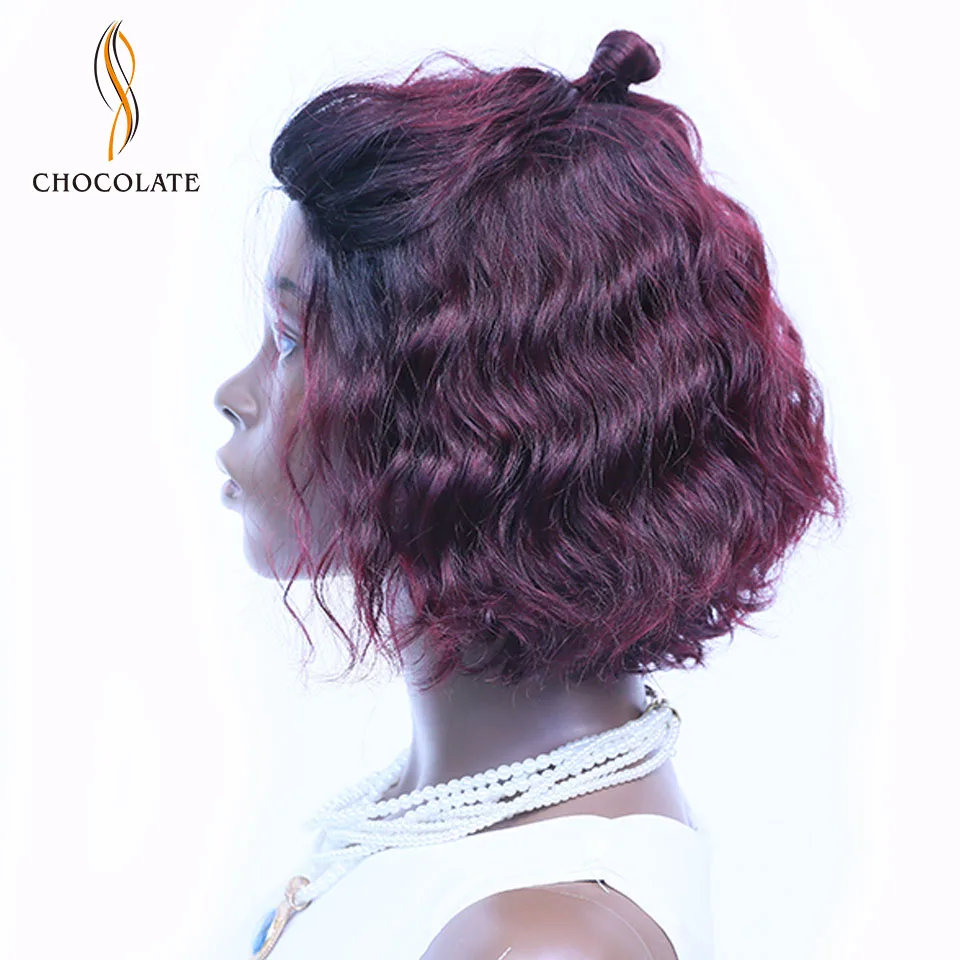 Шоколадный 1b/99j Омбре человеческие волосы парики Remy бразильский объемный
