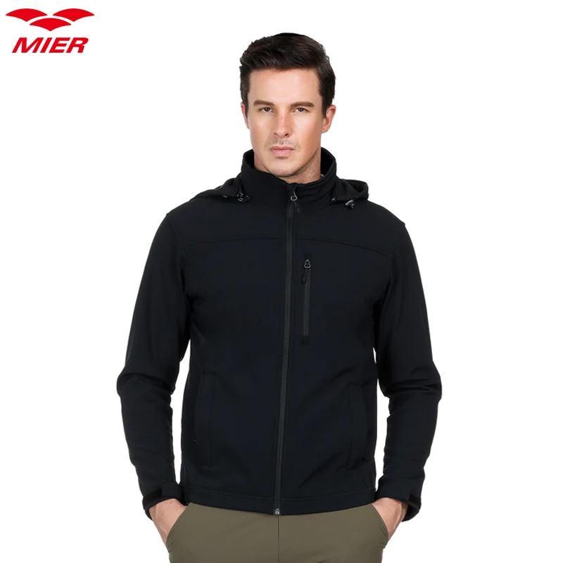 MIER Мужская куртка с капюшоном Softshell флисовая подкладка тактическая Верхняя