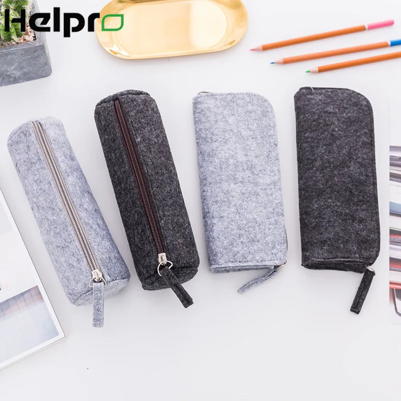 Helpro 1 шт. одноцветные фетровые пеналы для карандашей многофункциональная
