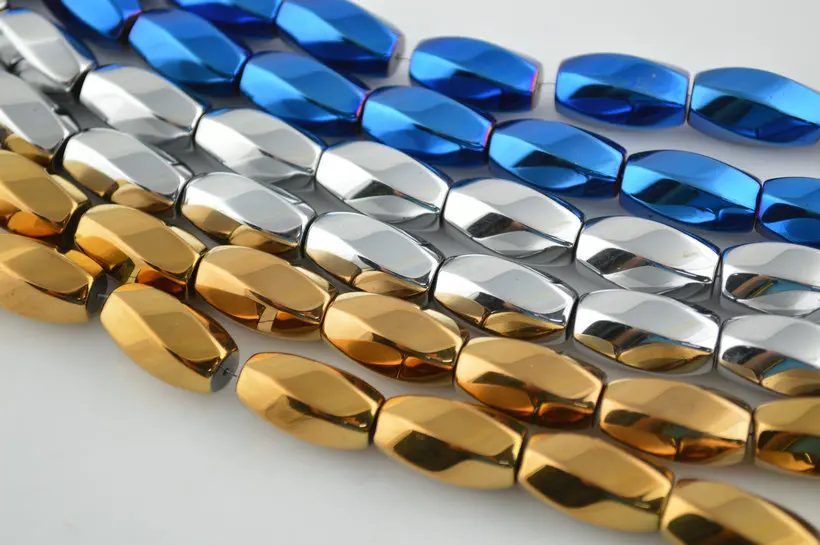 

Silver Color Plated 6 Surface Warped Oval Shape Hematite Beads DIY Jewelry Making 5pc/lot Free Shipping