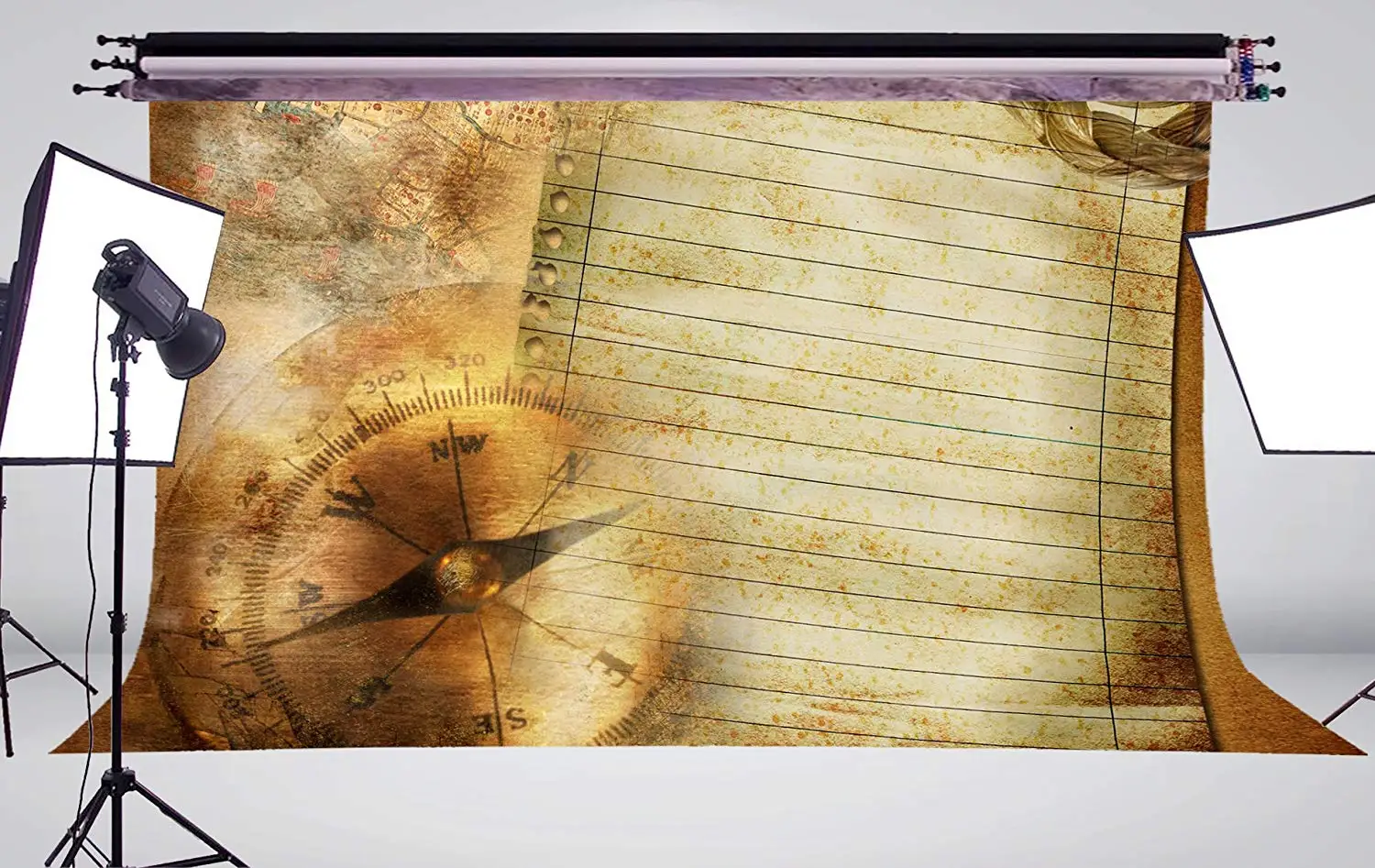 Желтоватая старая бумага с компасом фото фон детская студия Ретро реквизит для