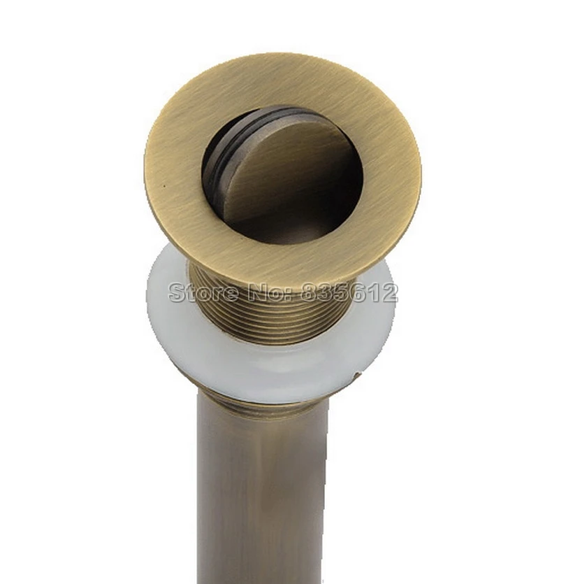 

Antique Brass Flip Top Bathroom Sink Drain Without Overflow Wsd006