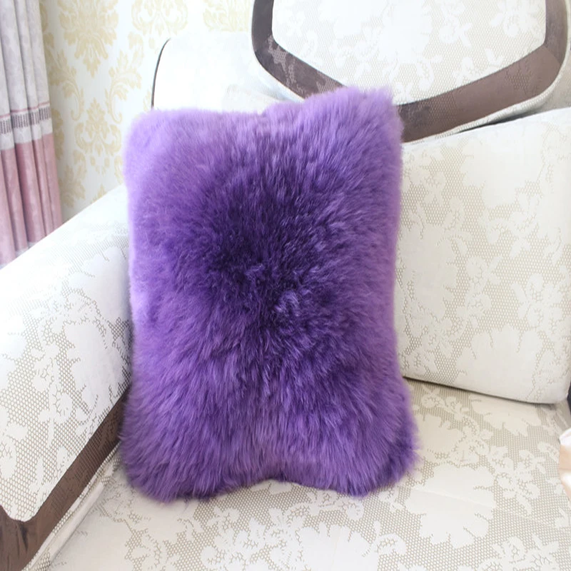 Подушка из овчины крышка фиолетовый диван овечьего меха Декоративные Чехлы для